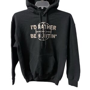 Unisex Black Hoodie Sweatshirt with Graphic  '”I’d Rather Be Hunting” Sz M